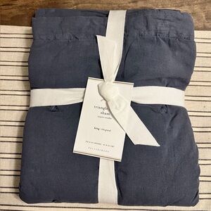 Pottery Barn Triangle Sham King Size Navy Blue Triangle Embroidered Detail NEW